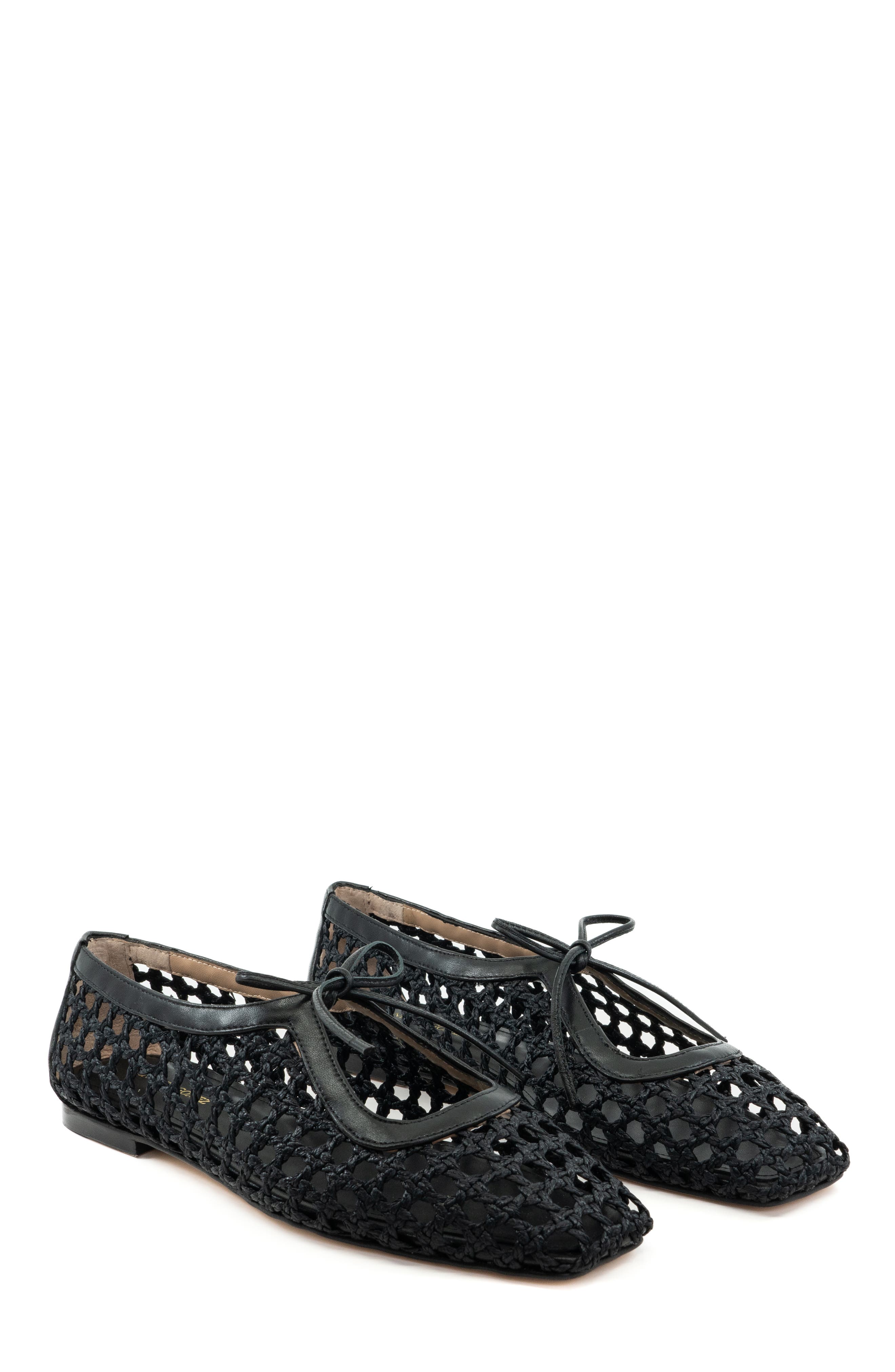 Andrea  Gomez Amelia Raffia Ballet Flat, Alternate, color, Black