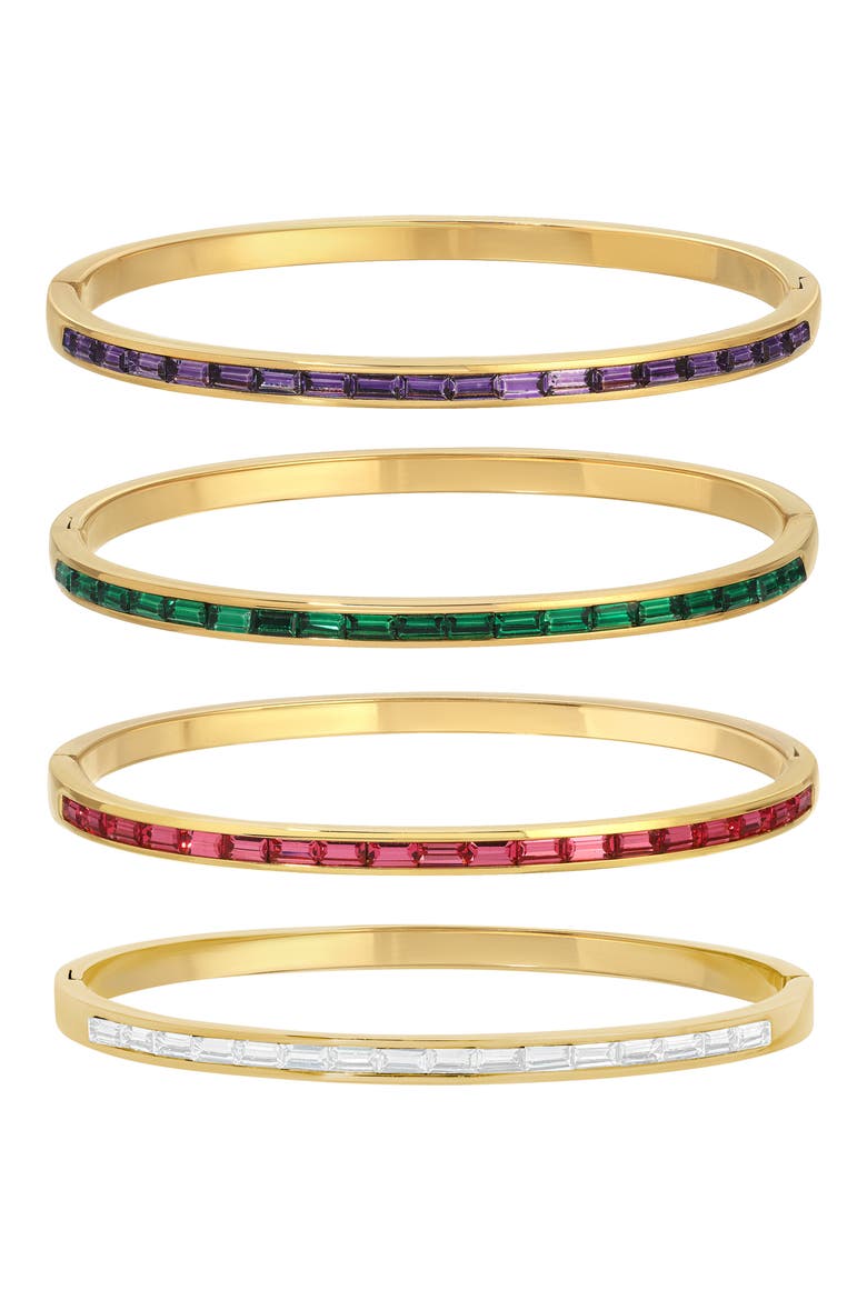 Padme Set of 4 Assorted CZ Bangle Bracelets, Main, color, GOLD