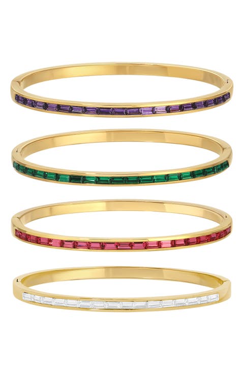 Padme Set of 4 Assorted CZ Bangle Bracelets