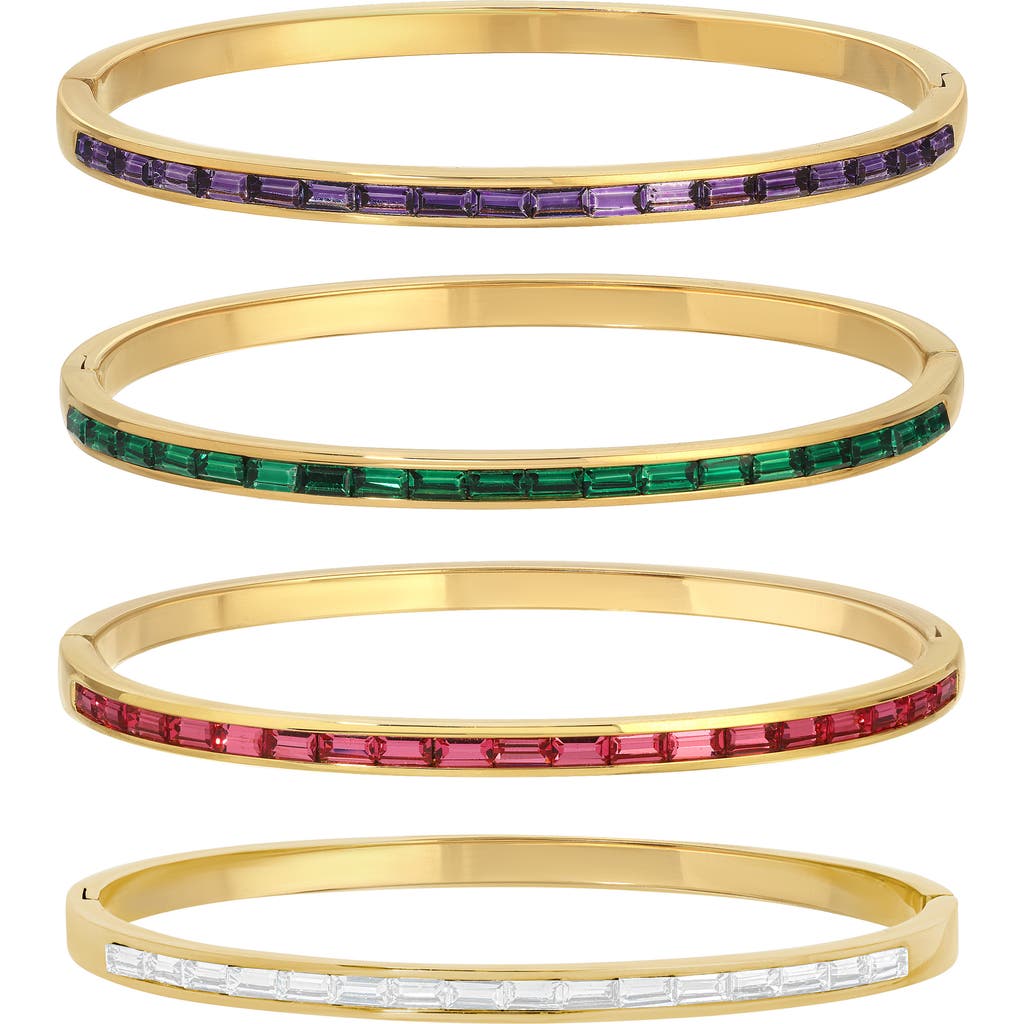 Eye Candy Los Angeles Padme Set Of 4 Assorted Cz Bangle Bracelets In Gold