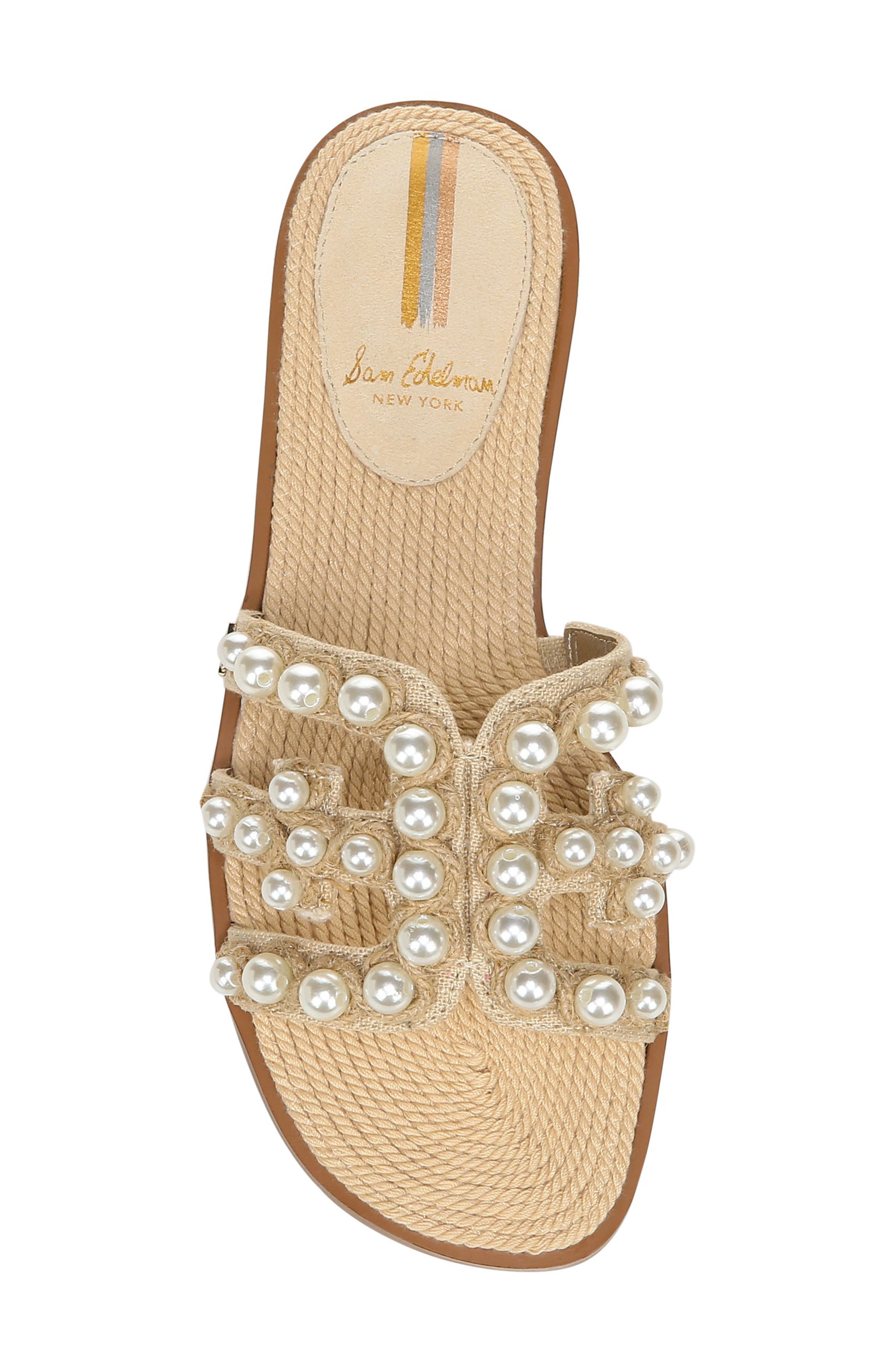 Sam Edelman Bay Imitation Pearl Cutout Slide Sandal, Alternate, color, 
