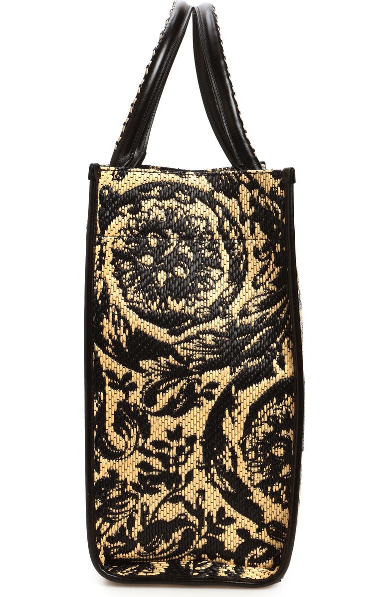 Versace Extra Large Athena Barocco Raffia Tote, Alternate, color,