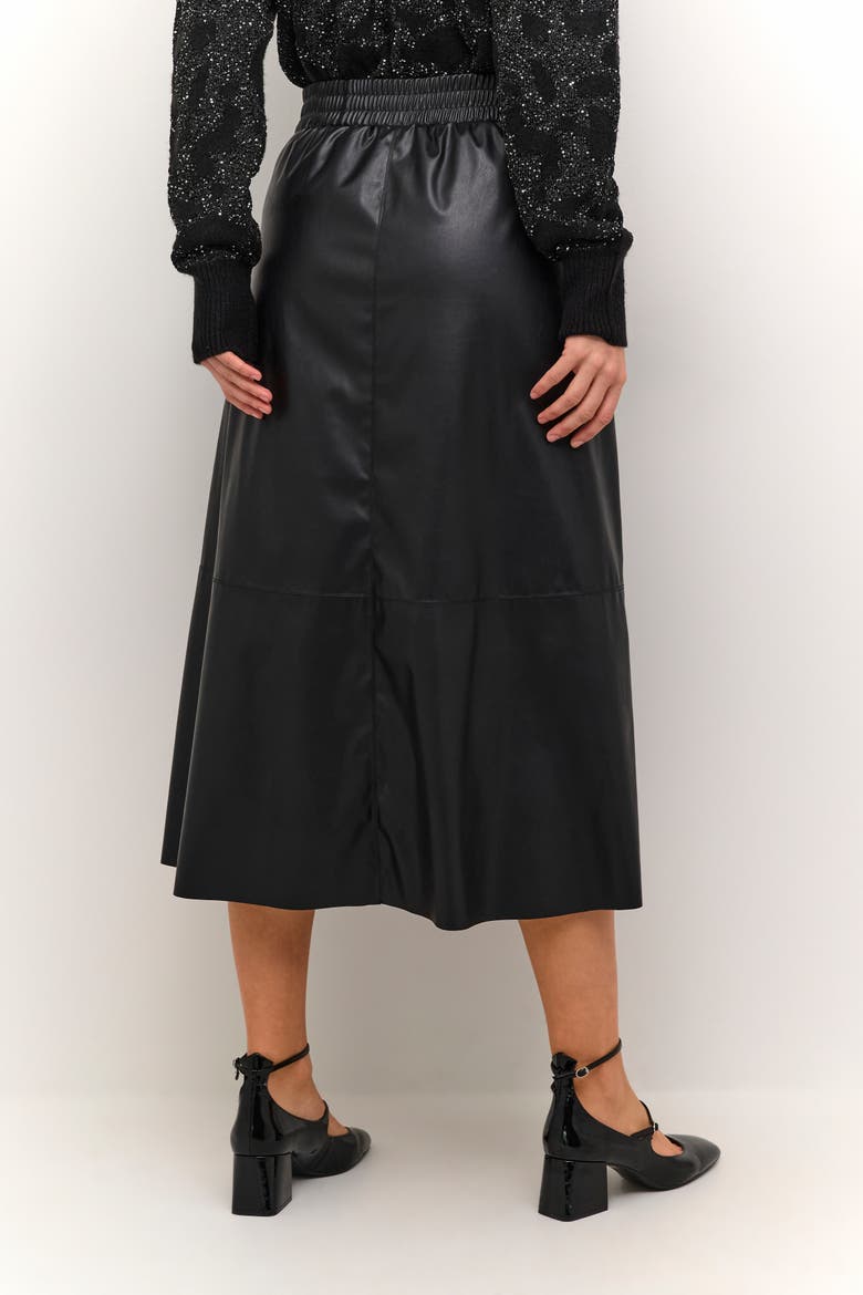 Kamikka Faux Leather A-Line Midi Skirt, Alternate, color, Black Deep
