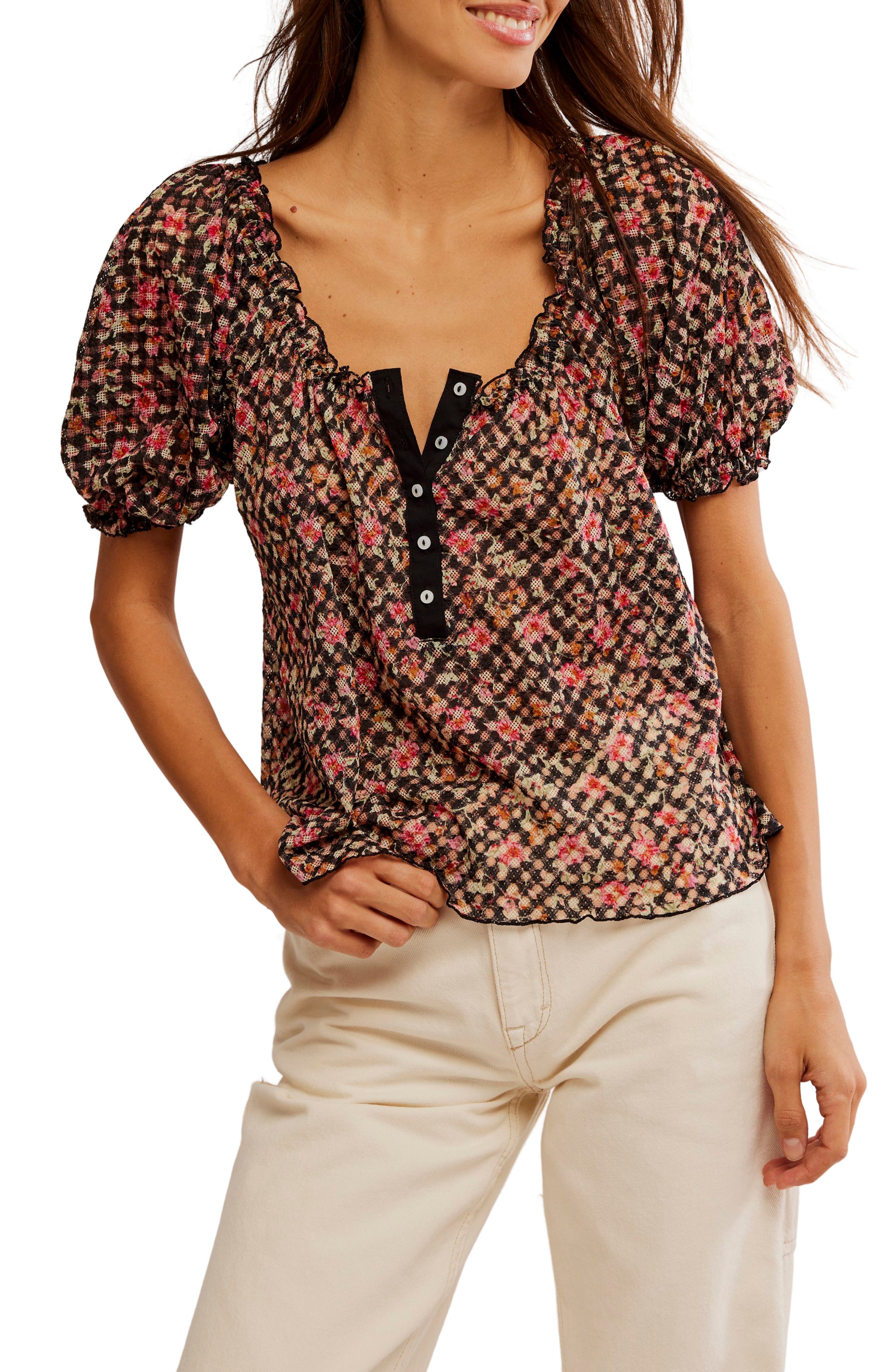 Free People Astra Floral Print Top