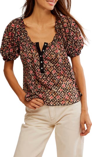 (取寄) フリーピープル レディース アストラ ペザント トップ Free People women Astra Peasant Top Daisy Combo Free People Women's Astra Peasant Top, Daisy Combo at Amazon