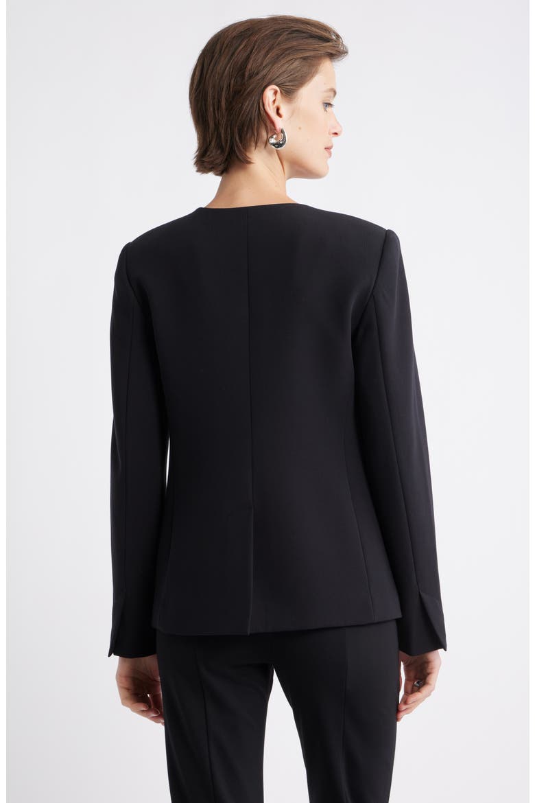 Collarless Twill Blazer, Alternate, color, BLACK