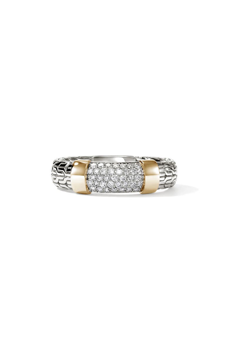 John Hardy JH Essentials 14K Gold Ring, 5mm, Main, color, Silver And Gold White Diamond