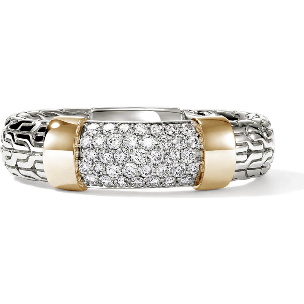 John Hardy Jh Essentials 14k Gold Ring In Silver And Gold White Diamond