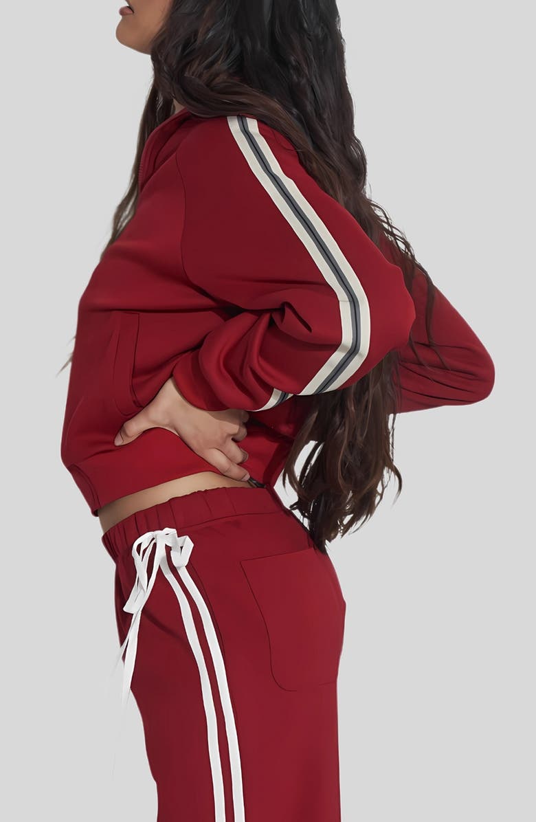Find Me Now Ponte Track Jacket, Alternate, color, Deep Red