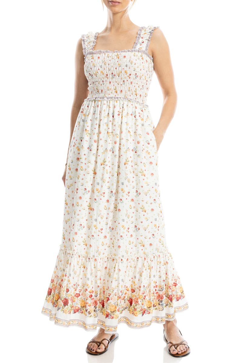 MAX STUDIO Wide Strap Smocked Maxi Dress, Main, color,