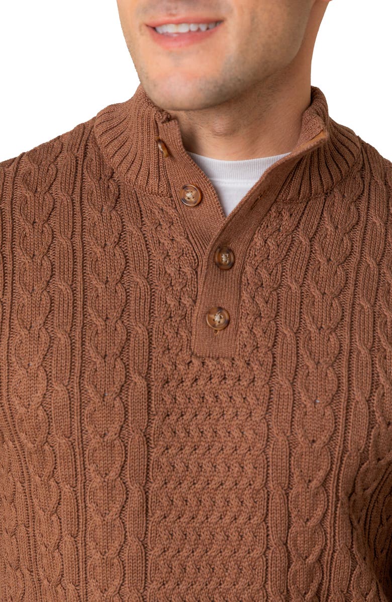 Hope & Henry Organic Mock Neck Cable Sweater, Alternate, color, Cinnamon Heather