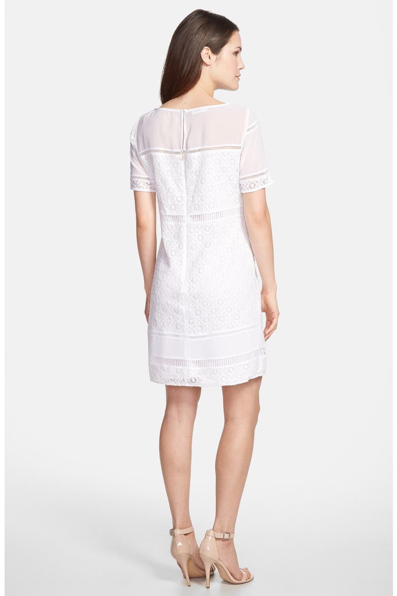 Crochet Lace Bateau Neck Dress, Alternate, color, WHITE