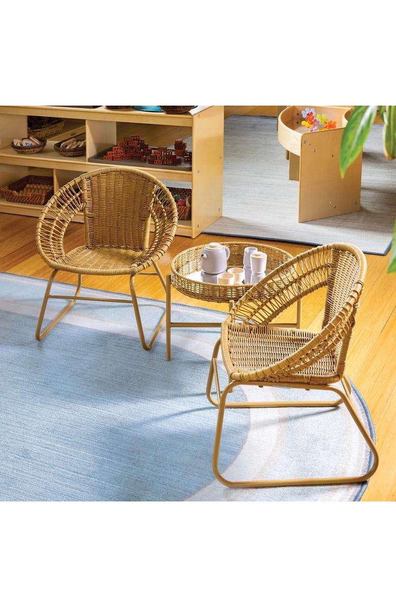Kaplan Early Learning Company Kids' Washable Wicker Chair - Set of 2, Alternate, color, Beige