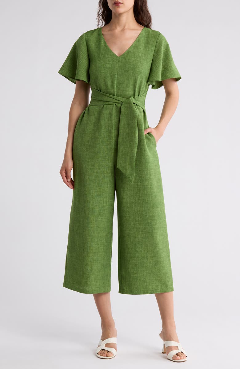Tahari ASL Flutter Sleeve Wide Leg Jumpsuit, Main, color,
