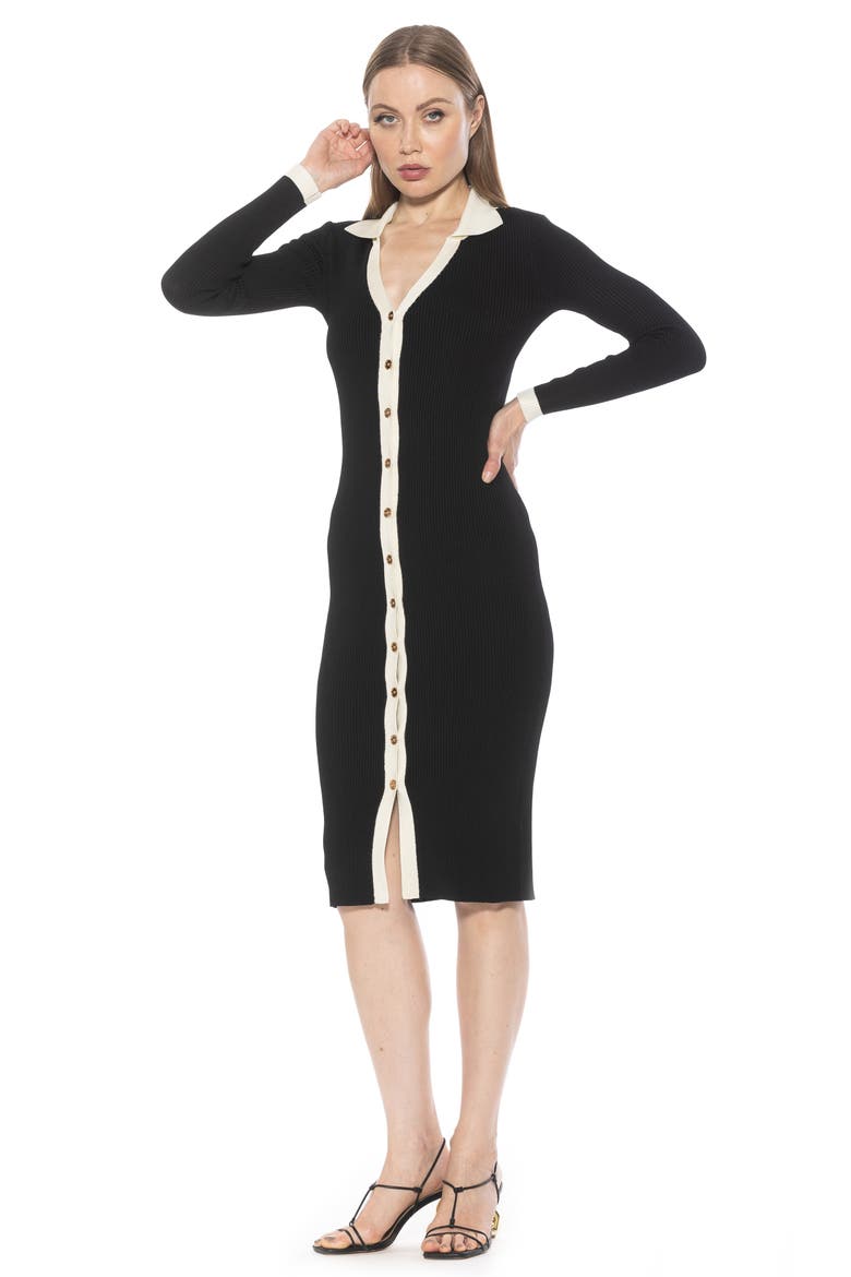 Cordelia Knit Long Sleeve Shirtdress, Alternate, color, BLACK