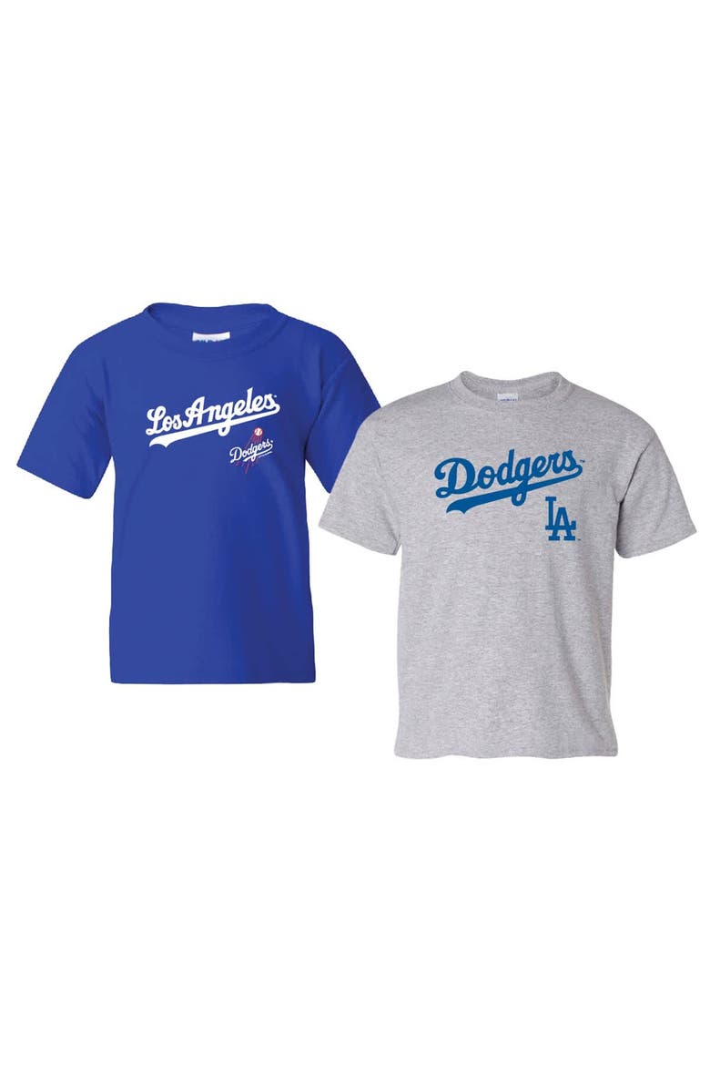 Youth Soft as a Grape  Royal/Heather Gray Los Angeles Dodgers  Cooperstown 2-Pack T-Shirt Set, Main, color, Royal