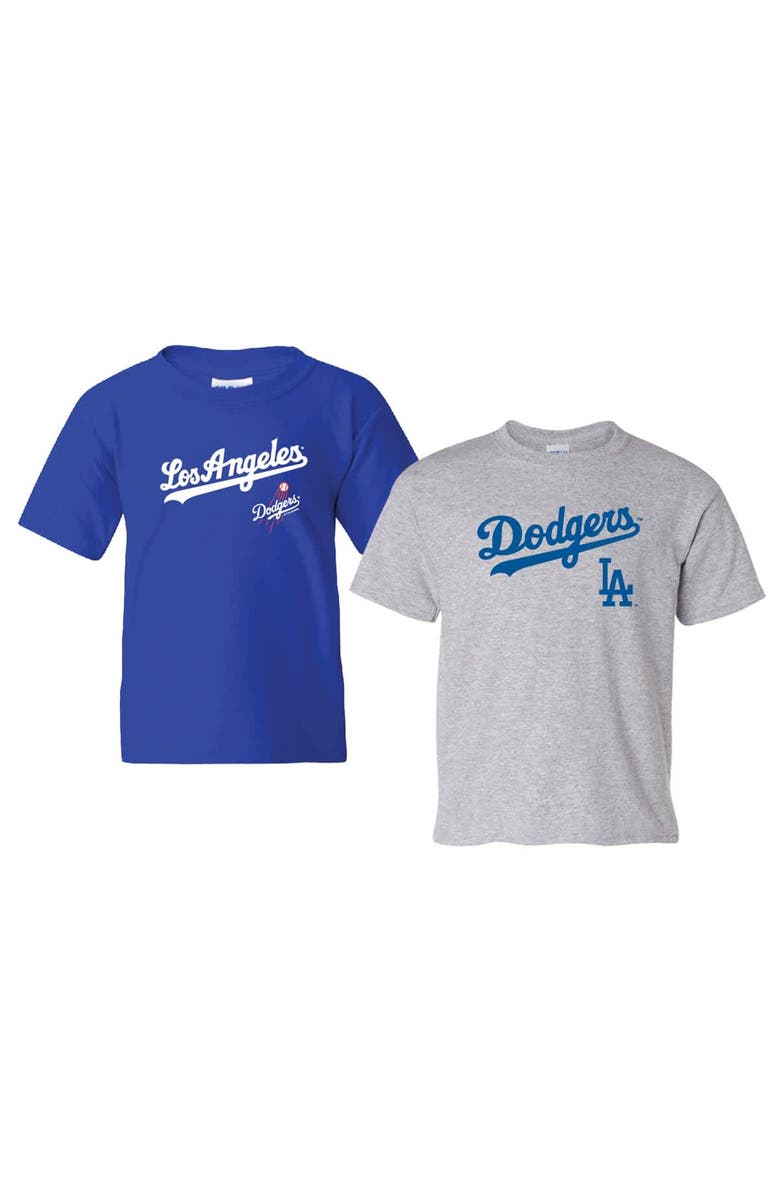 SOFT AS A GRAPE Youth Soft as a Grape  Royal/Heather Gray Los Angeles Dodgers  Cooperstown 2-Pack T-Shirt Set, Main, color, Royal