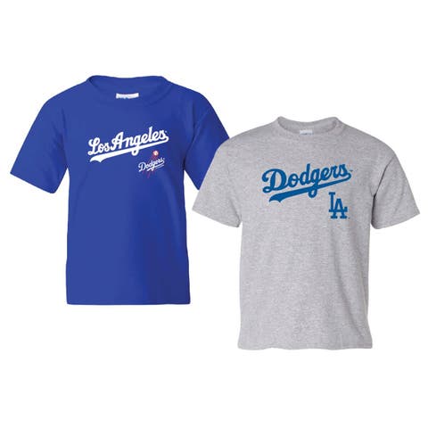 Youth Soft as a Grape  Royal/Heather Gray Los Angeles Dodgers  Cooperstown 2-Pack T-Shirt Set