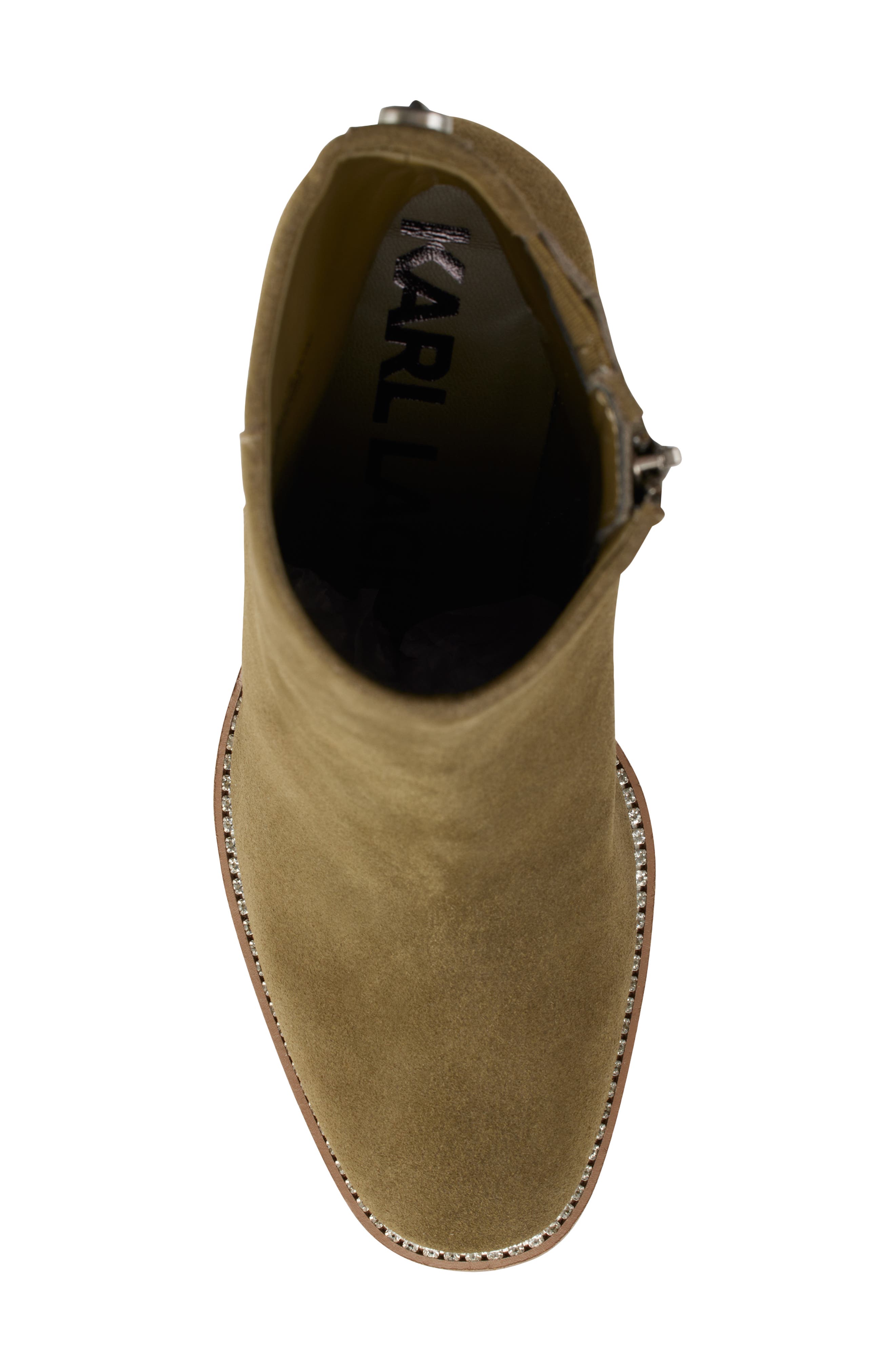 KARL LAGERFELD PARIS Peppy Bootie, Alternate, color, Olive