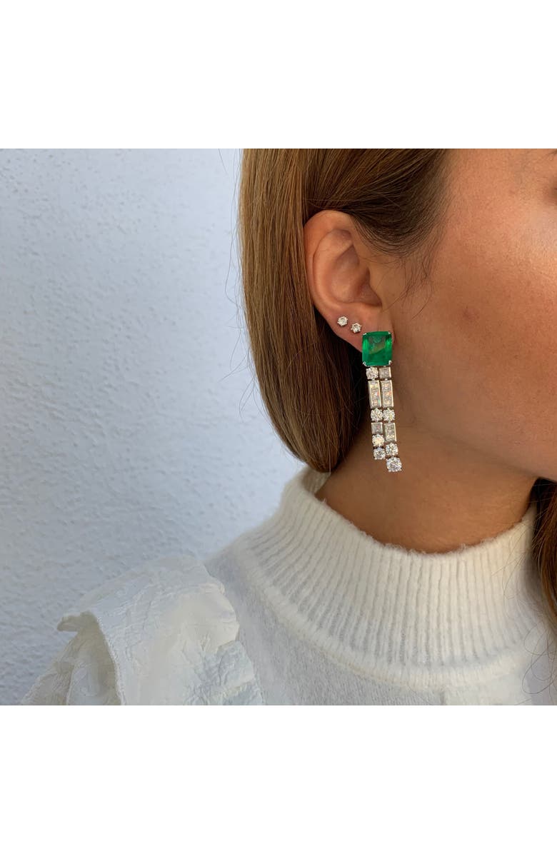 Gemma Azzurro square emerald chandelier earrings, Alternate, color, Green