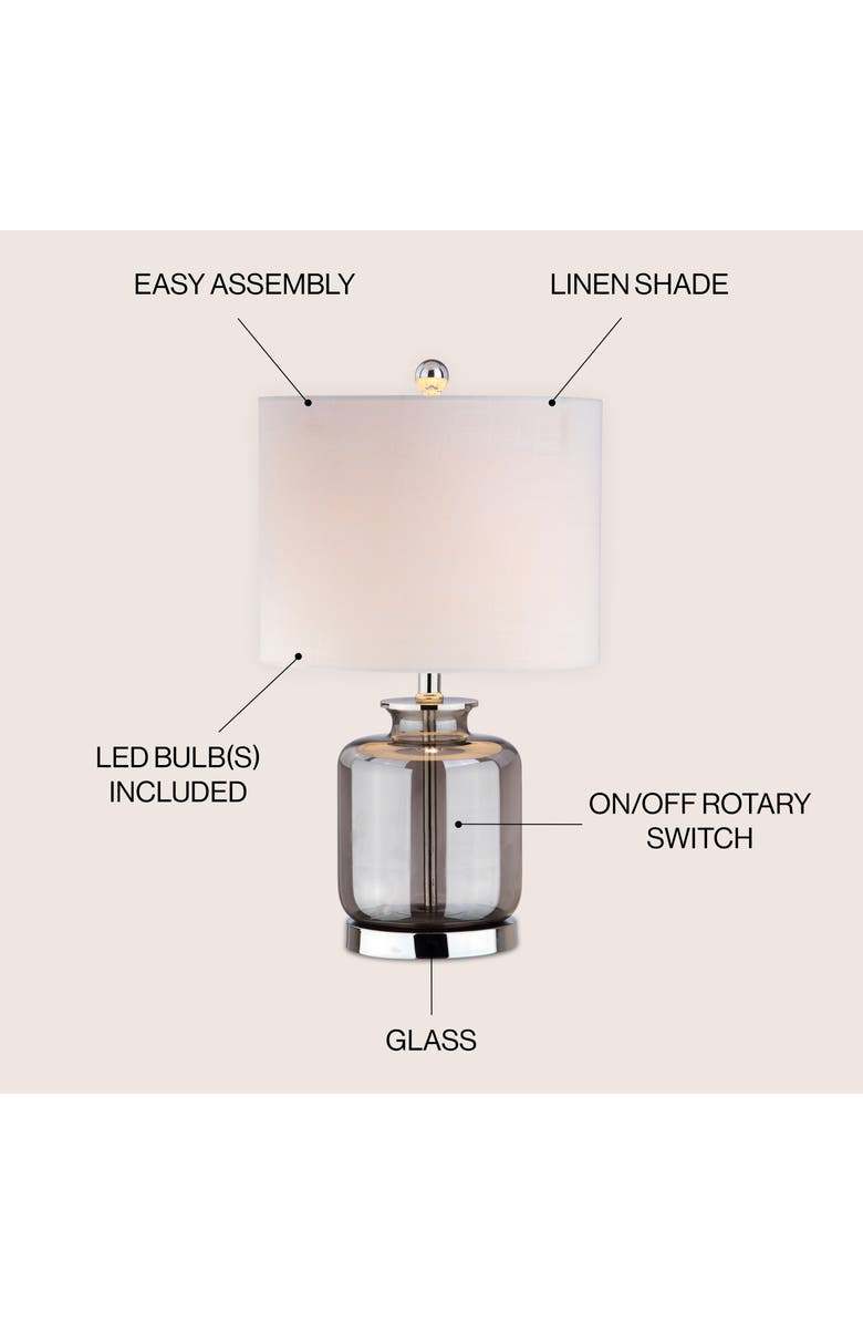 JONATHAN Y Marsh Glass LED Table Lamp, Alternate, color, Smoke Gray