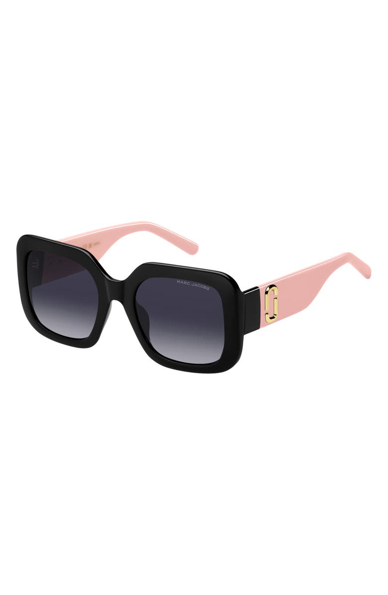 Marc Jacobs 53mm Gradient Square Sunglasses, Alternate, color, Black Pink/ Dark Grey Sf