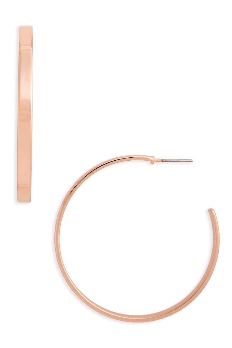 Sleek Flat Hoop Earrings, Main, color, ROSE GOLD