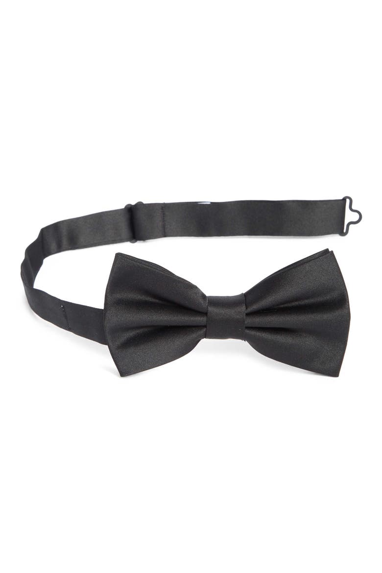 Bradley Satin Bow Tie, Main, color, BLACK SATIN