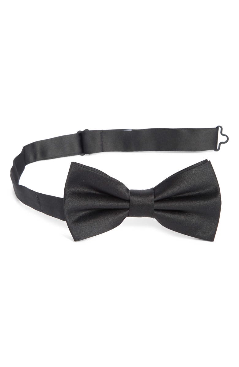PAISLEY & GRAY Bradley Satin Bow Tie, Main, color, Black Satin
