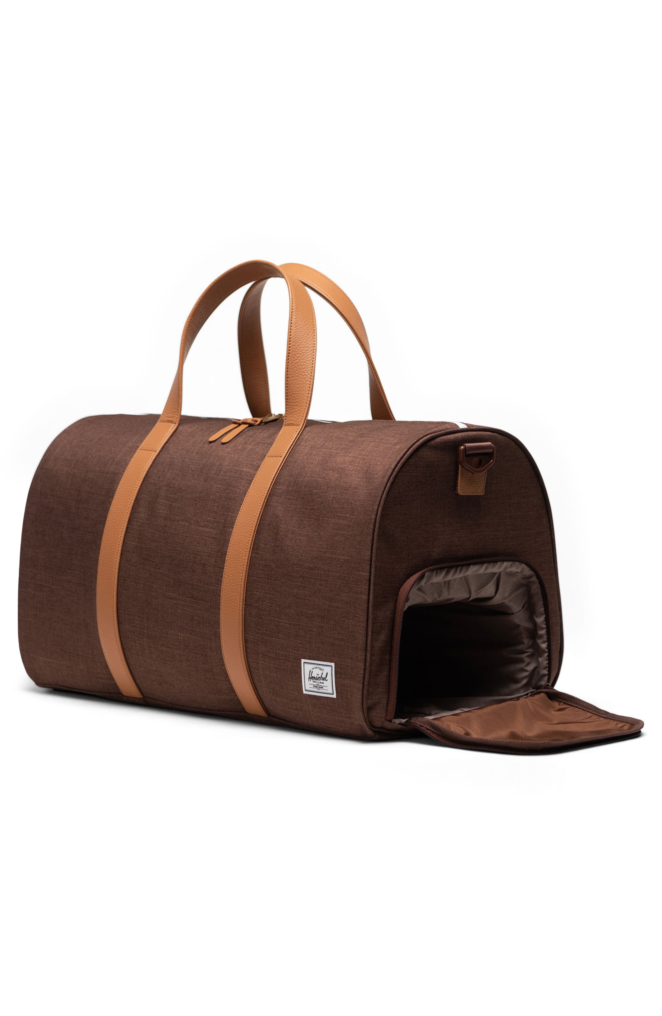 Herschel Supply Co. Novel Recycled Polyester Duffle Bag, Alternate, color, Potting Soil Crosshatch