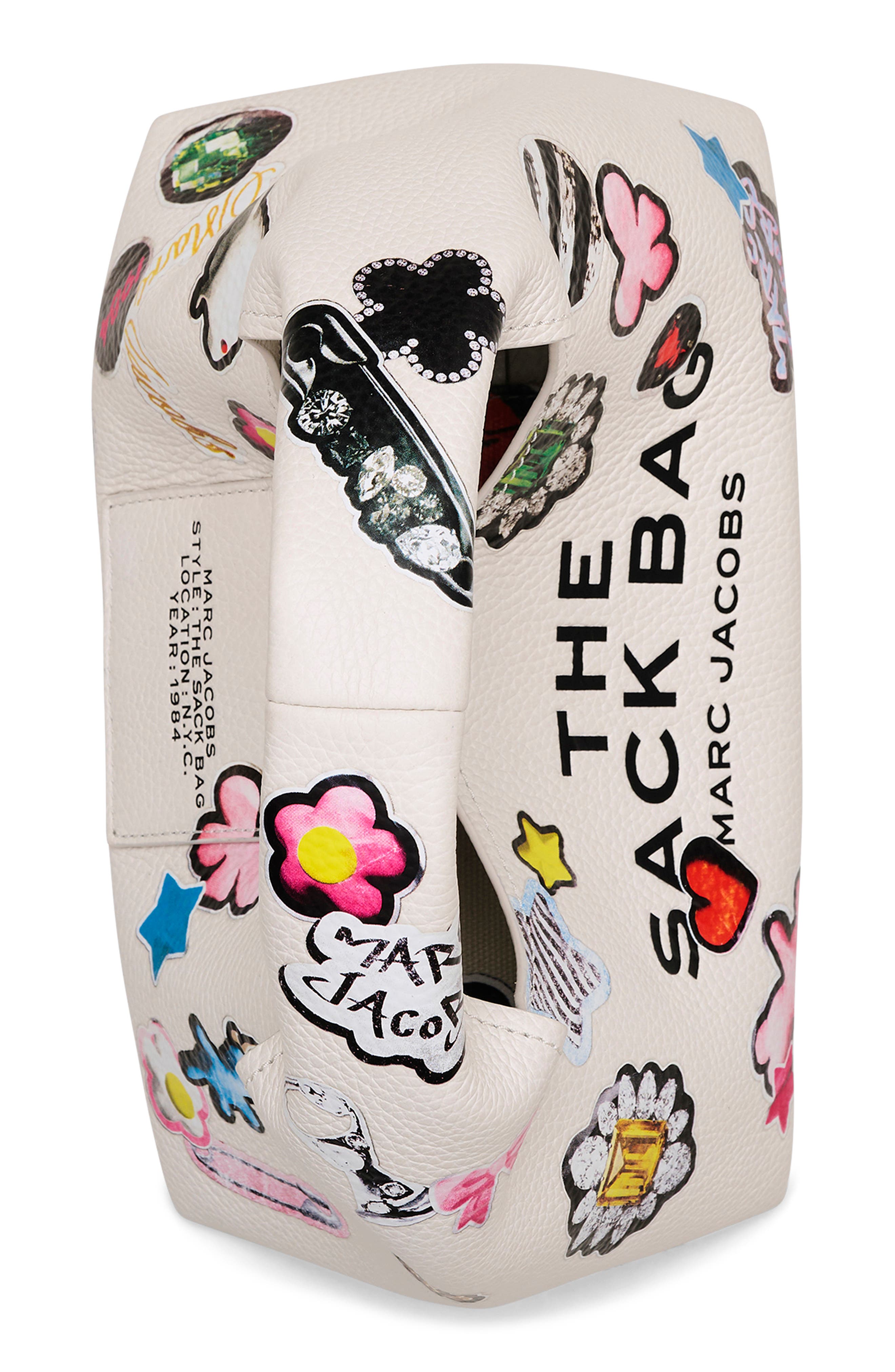 Marc Jacobs The Mini Sack Sticker Leather Top Handle Bag, Alternate, color, 