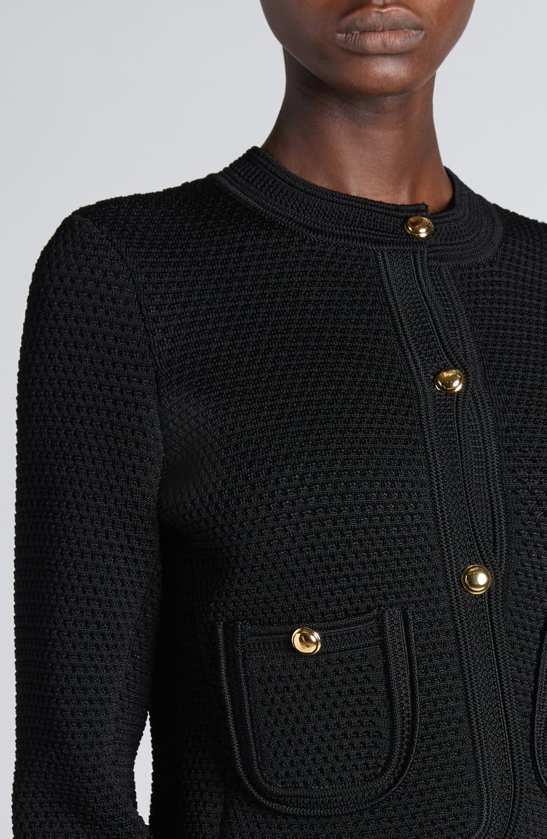 TOM FORD Compact Knit Crop Jacket, Alternate, color, Black