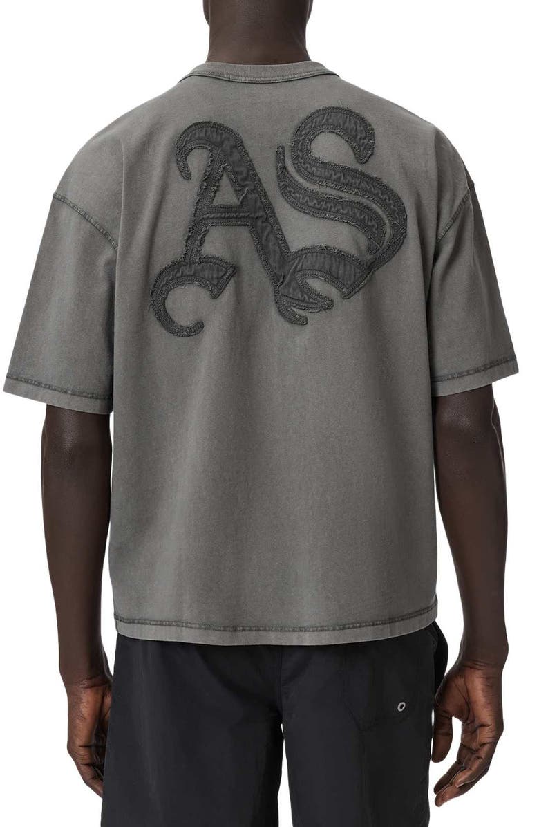 AllSaints Insignia Logo Appliqué Organic Cotton T-Shirt, Alternate, color, Washed Black