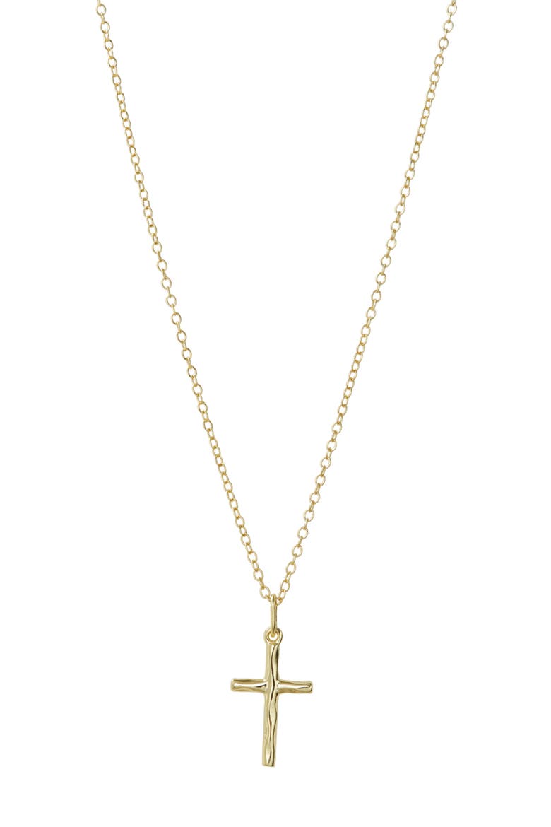 Hammered Cross Pendant Necklace, Alternate, color, GOLD