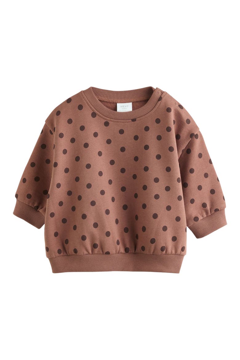Kids' Polka Dot Sweatshirt & Pants Set, Alternate, color, BROWN