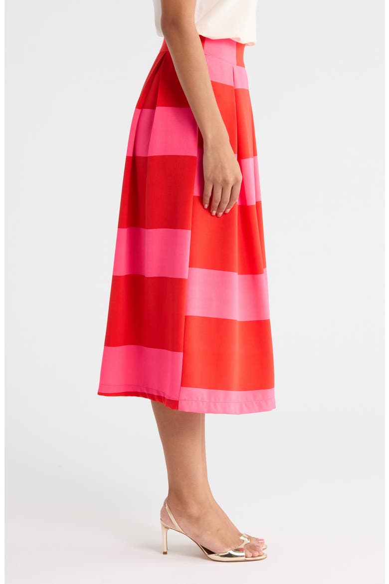Lolli Stripe Pleated Midi Skirt, Alternate, color, FUCHSIA-RED