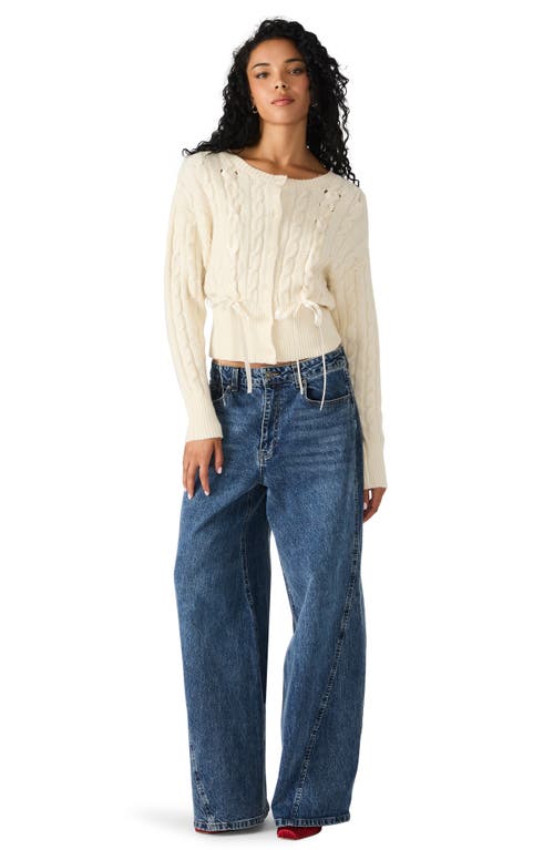 Steve Madden Saidee Ribbon Detail Cable Cardigan In Orange