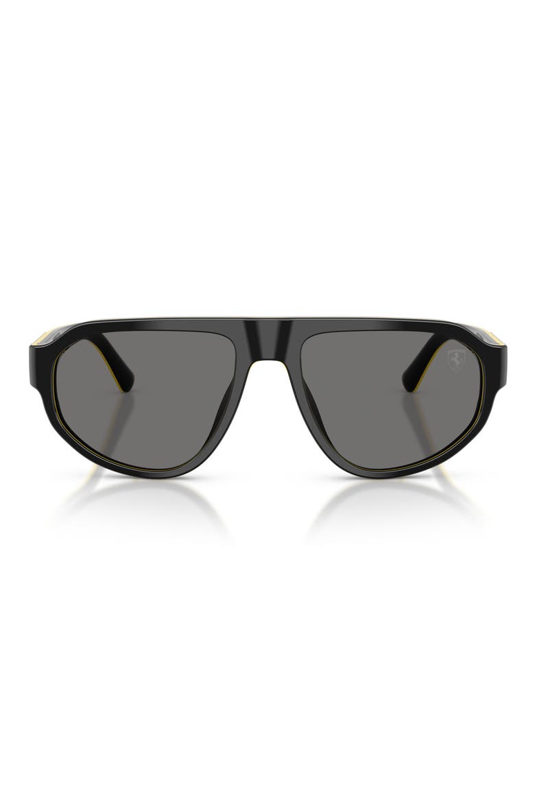 57mm Polarized Irregular Sunglasses, Main, color, BLACK SHINY YELLOW / GREY