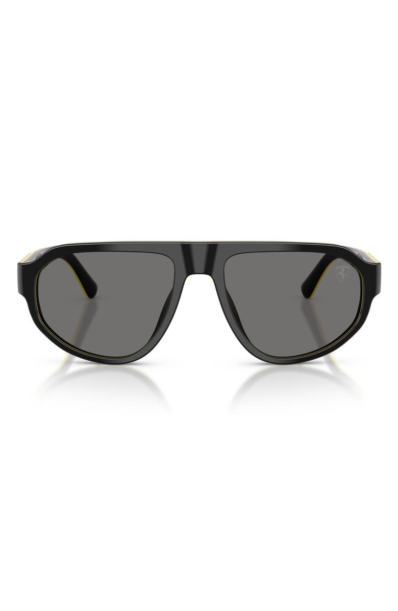 Scuderia Ferrari 57mm Polarized Irregular Sunglasses, Main, color, Black Shiny Yellow / Grey
