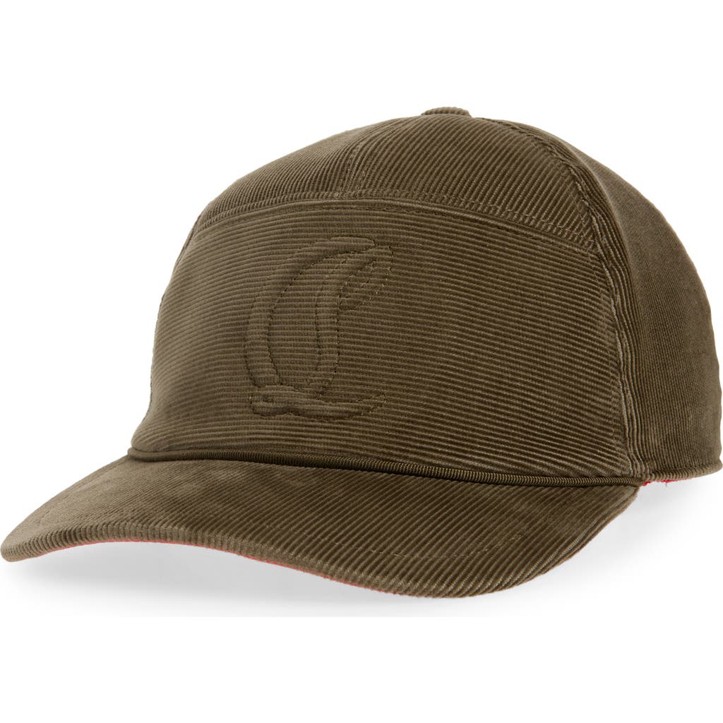 Christian Louboutin Enky Mooncrest Monogram Corduroy Baseball Cap In Silex
