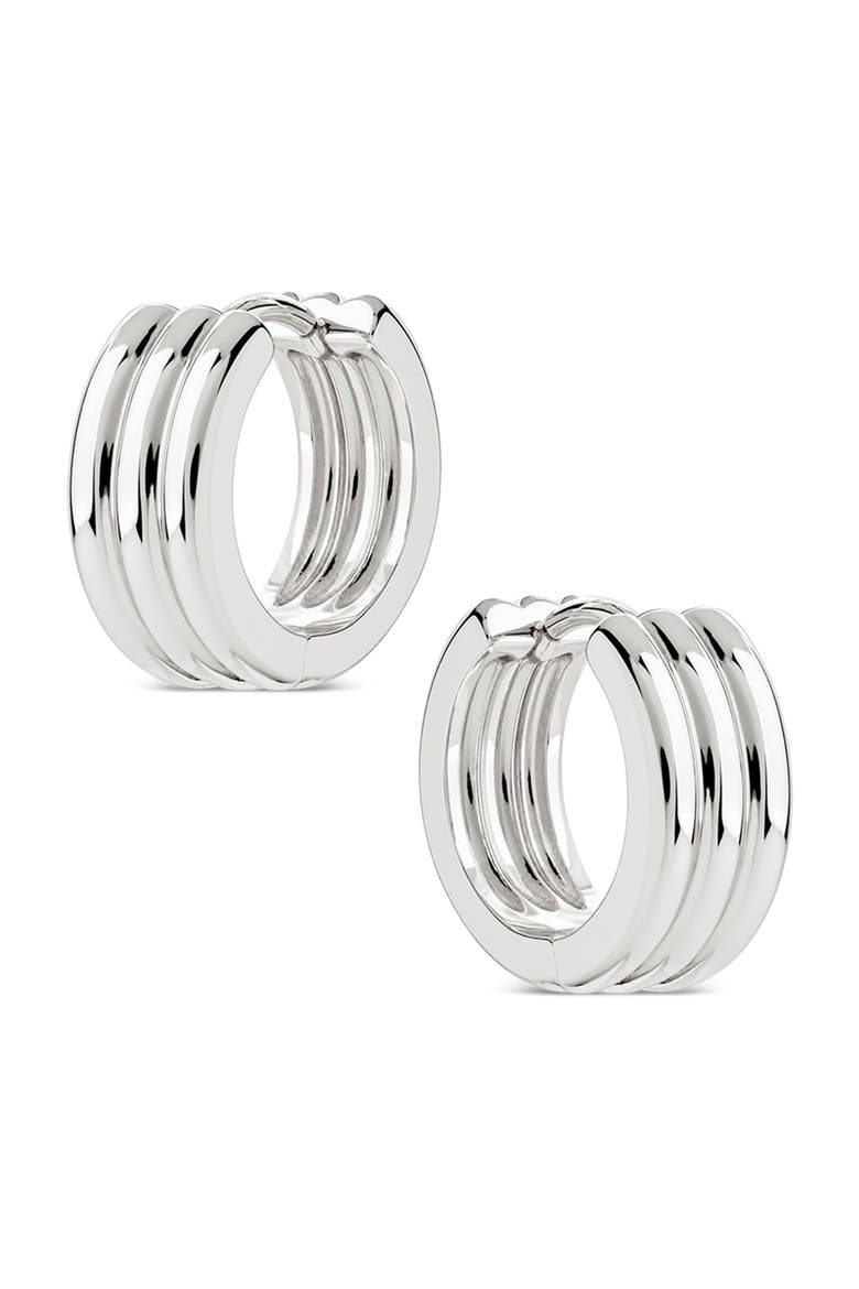 Ribbed Mini Hoop Earrings, Main, color, SILVER