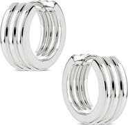 Sterling Forever Ribbed Mini Hoop Earrings