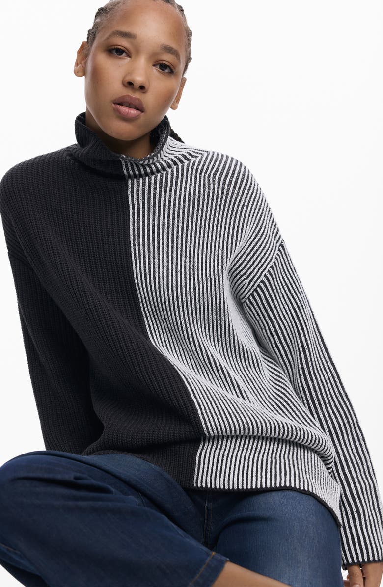 Desigual Turtleneck Sweater, Alternate, color, Gray