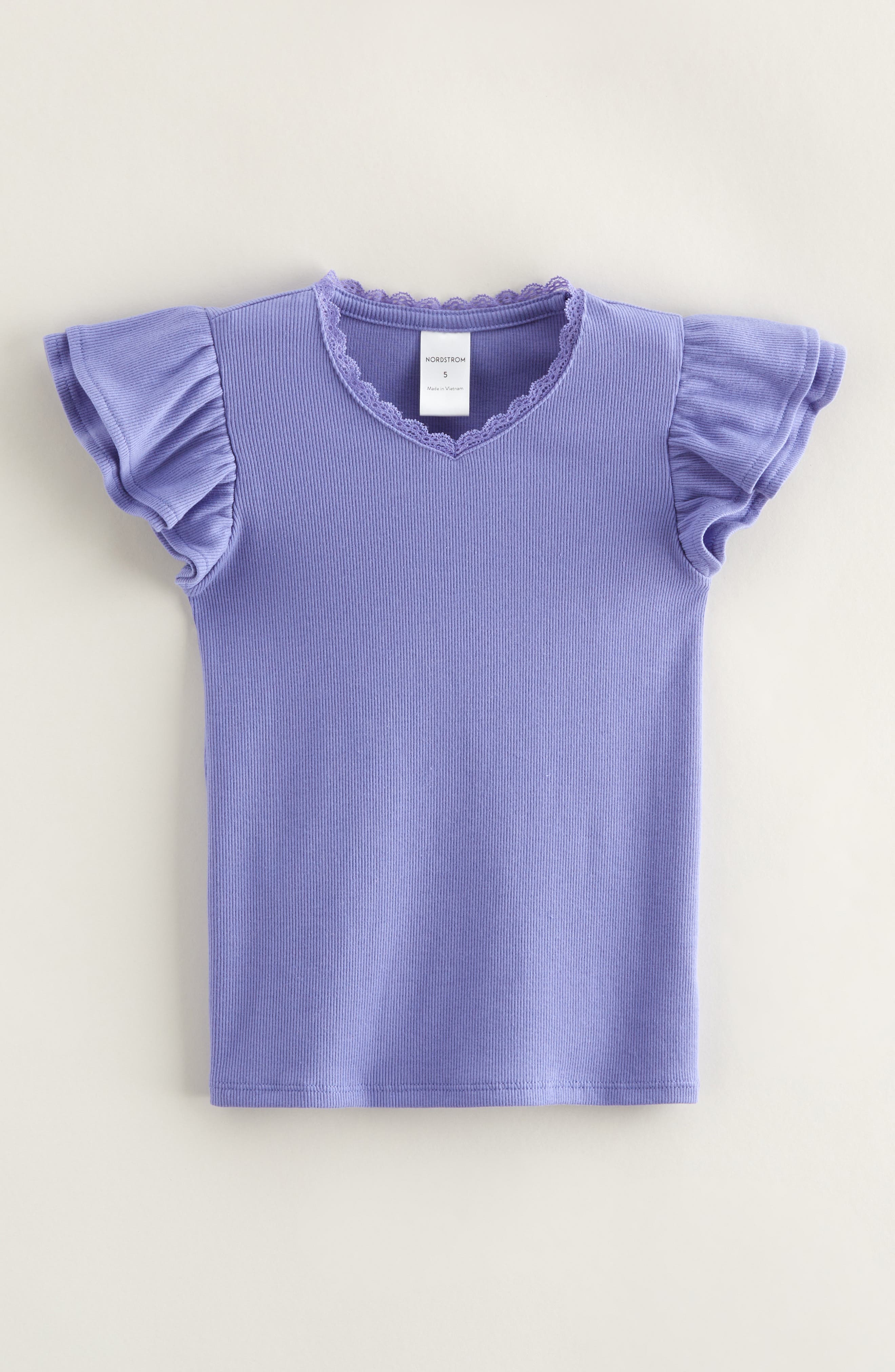 Nordstrom Kids' Rib Flutter Sleeve T-Shirt