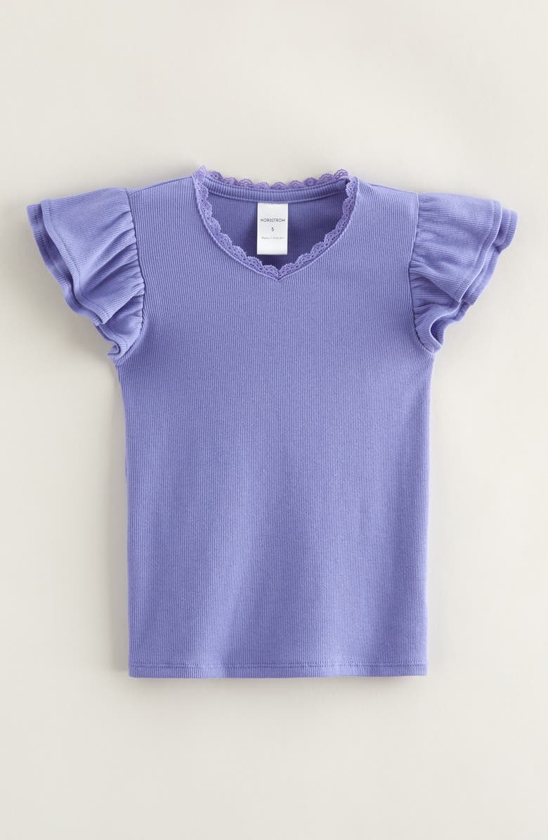 Nordstrom Kids' Rib Flutter Sleeve T-Shirt, Main, color, 