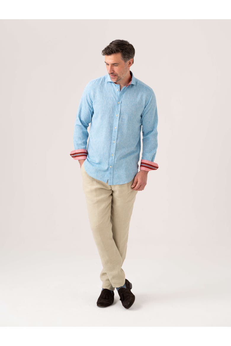 Cotton Linen Long Sleeve Shirt, Alternate, color, Sky Blue
