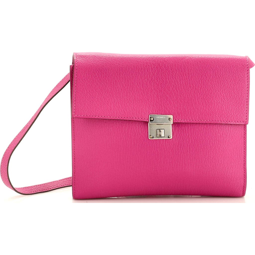 Pre-owned Hermes Hermes Clic Wallet On Strap Chevre Mysore 16 In Pink