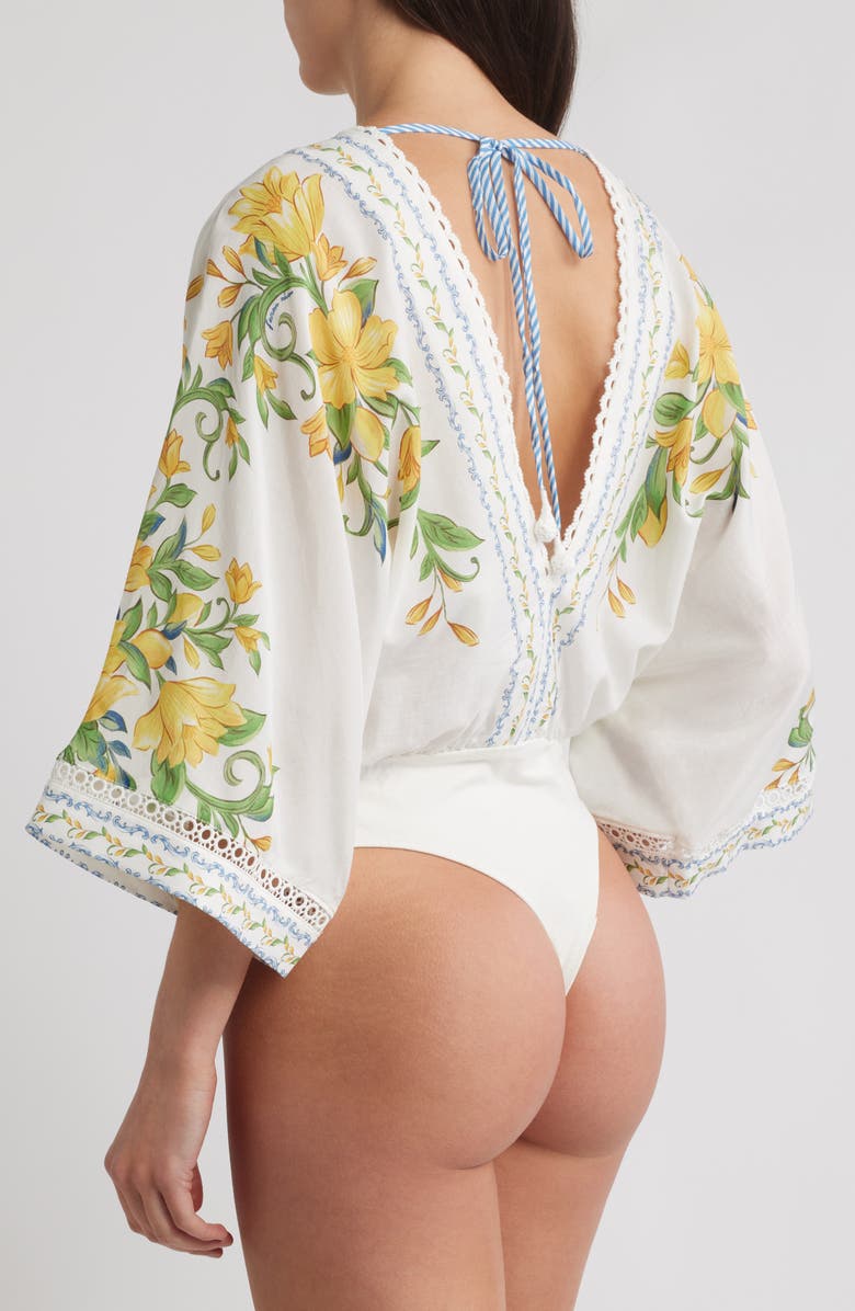 FARM Rio Sicily Dolman Sleeve Bodysuit, Alternate, color, Off-White