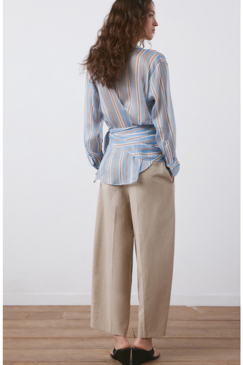 Stripe Scarf Hem Button-Up Shirt, Alternate, color, BLUE