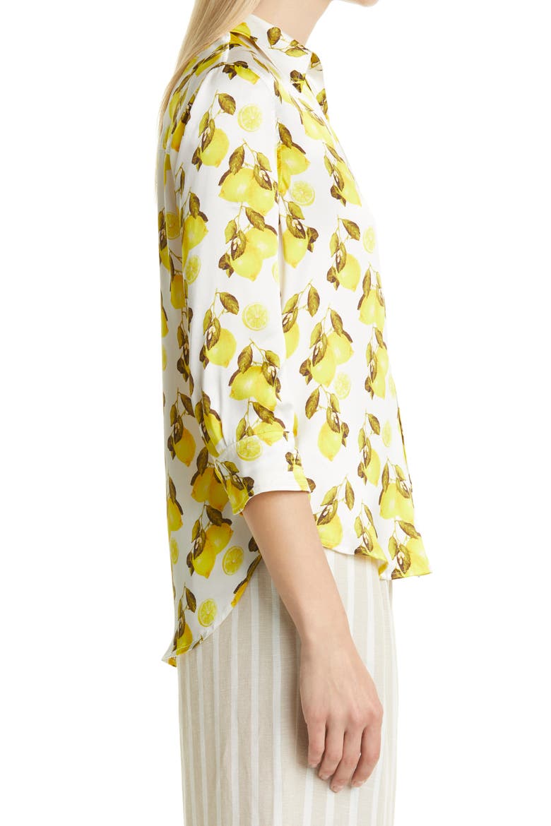 Dani Lemon Print Silk Blouse, Alternate, color, IVORY/ YELLOW LEMON